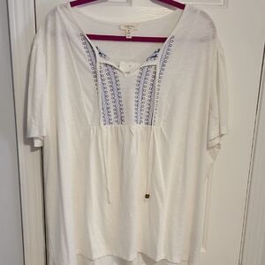 O'Neill White Embroidered Women's Top
